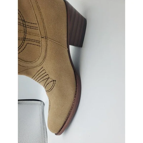 CELINE Paris Western Low Boots in Suede Beige W/ Dark Stitching Sz 39 EUR 8.5 US - Picture 14 of 16